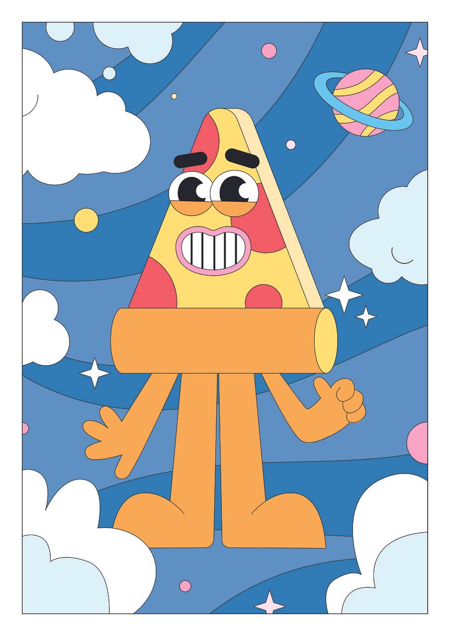 gallery-02 cartoon, pizza, sky, poster, graphic, cute, design, nature, character, trendy